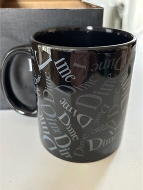 Dime Mtl Skateboards Black Ceramic Coffee Mug Distort Logo